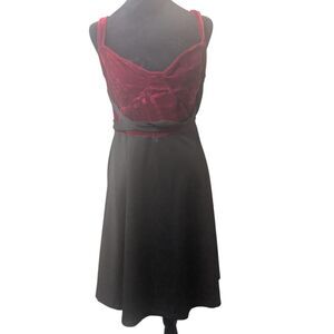 ROSEGAL Burgundy Velvet & Black Satin Midi Dress NWT Gothic Size 14